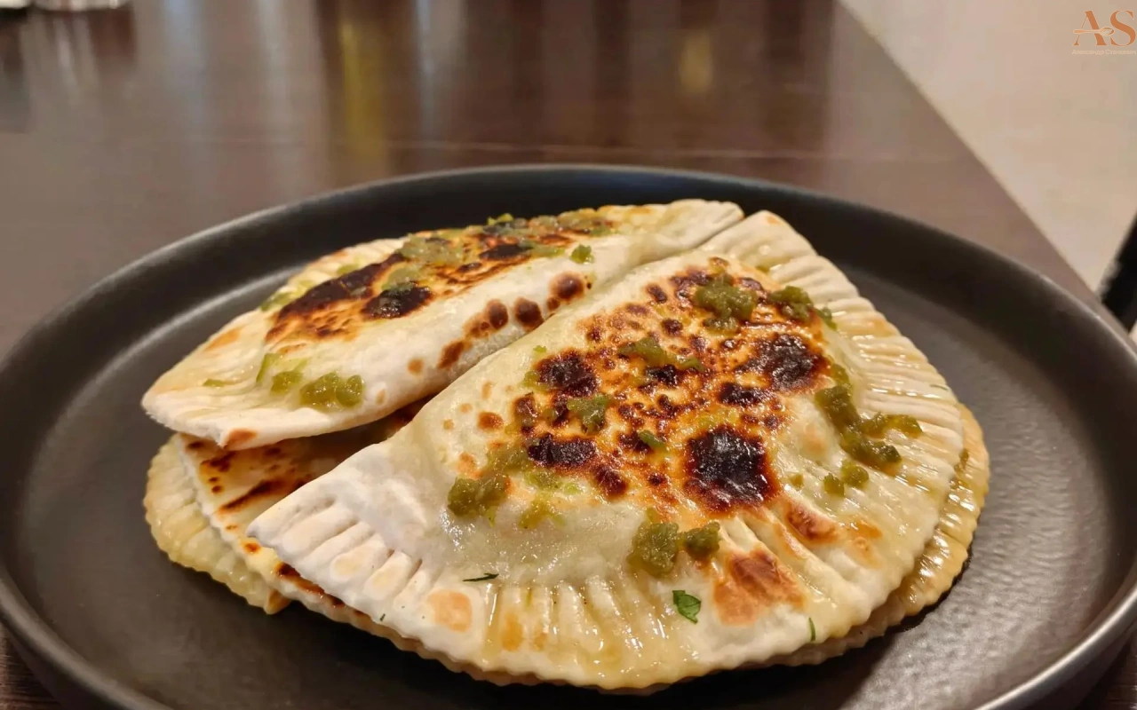 Кутабы с сыром,чесноком и зеленью.